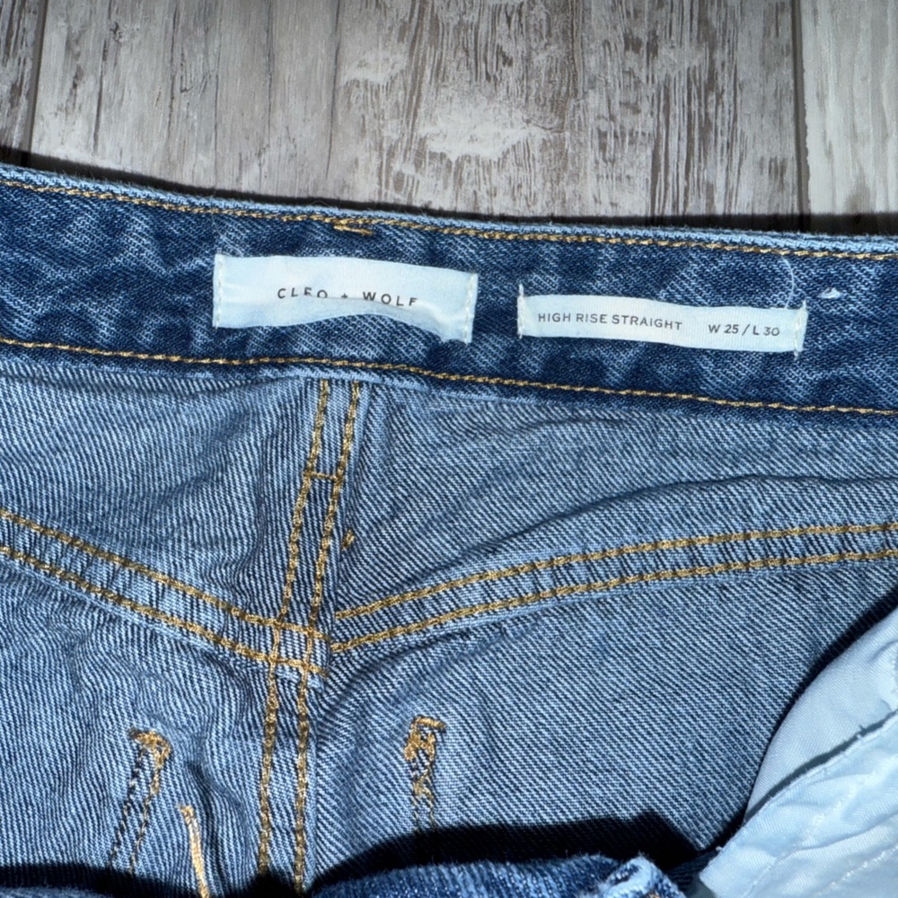 Cleo + Wolf Astoria High Rise patchwork straight jeans size 25 - Picture 7 of 10